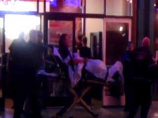 Amateur video shows a man being wheeled out of the Heart Attack Grill Saturday night