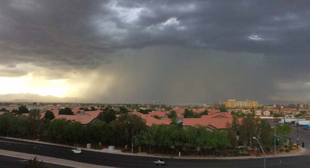 A storm moves over the Las Vegas Valley in this image from Monday, July 6. (Ashley Ranan/FOX5 Report It)